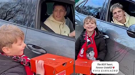 WATCH: Alejandro Garnacho makes young fan cry by gifting boots on his ...