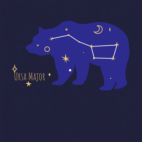 Constellation of ursa major, stars at night sky 17533260 Vector Art at ...