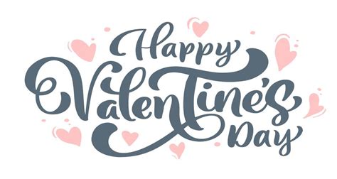 Calligraphy phrase Happy Valentine s Day with Hearts. Vector Valentines Day Hand Drawn lettering ...