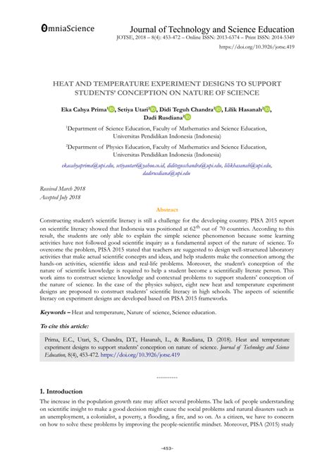 (PDF) Heat and temperature experiment designs to support students’ conception on nature of science