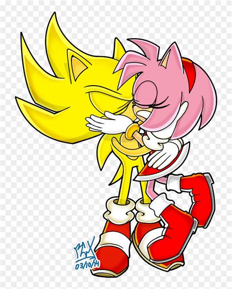 Super Sonamy - Super Sonic And Amy Kiss - Free Transparent PNG Clipart Images Download