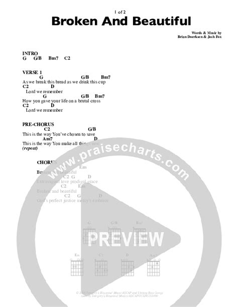 Broken And Beautiful Chords PDF (Brian Doerksen) - PraiseCharts