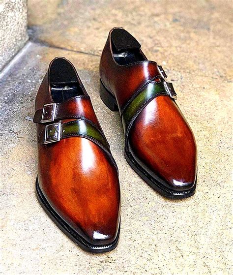 Leather Men’s Classic Double Monk Strap Dress Shoes | Brown shoes men ...