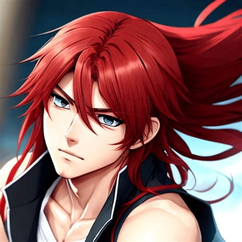 Premium Photo | An anime boy with long flowing red hair and a ...