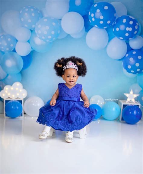Kate Blue and White Balloons Birthday Children Backdrop for Photograph
