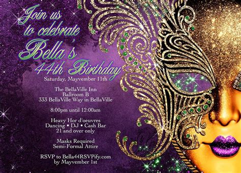 Mardi Gras Party Invitation Masquerade Invitation Masquerade | Etsy