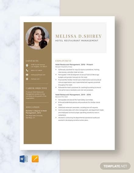 FREE 11+ Sample Restaurant Resume Templates in PDF | MS Word