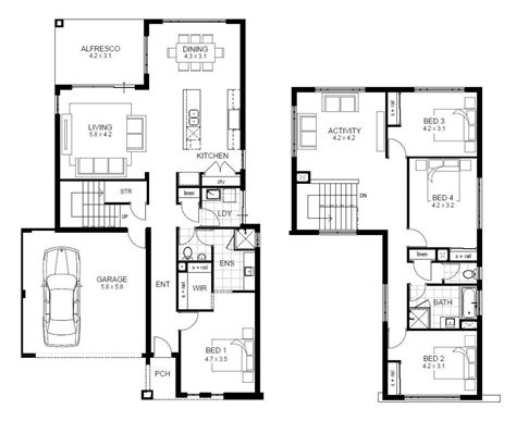 Lovely 2 Story 4 Bedroom House Floor Plans - New Home Plans Design