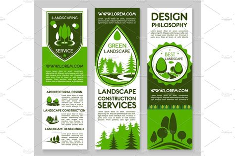 Landscape design service vector banners set | Illustrator Graphics ...