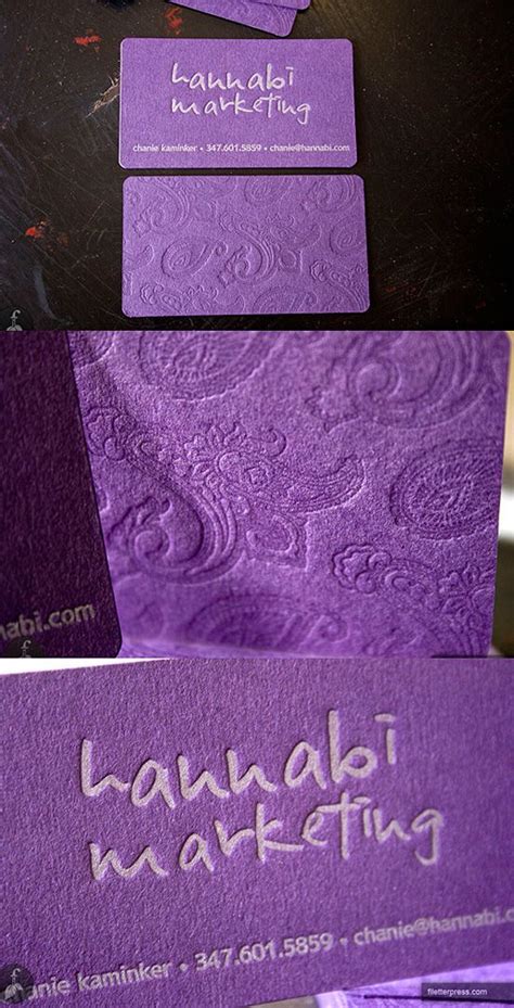 Hannabi Marketing Business Card ~ vibrant purple letterpress Premium Business Cards, Luxury ...