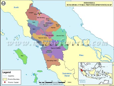 Sumatera Utara Map, Map of Sumatera Utara Province, Indonesia