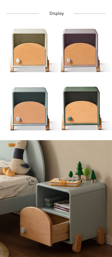 Bedside Table For Kids - Beech Wood - Blue - White - 4 Colors - ApolloBox