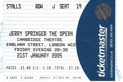 Scotty's Ticket Collection: Jerry Springer the Opera