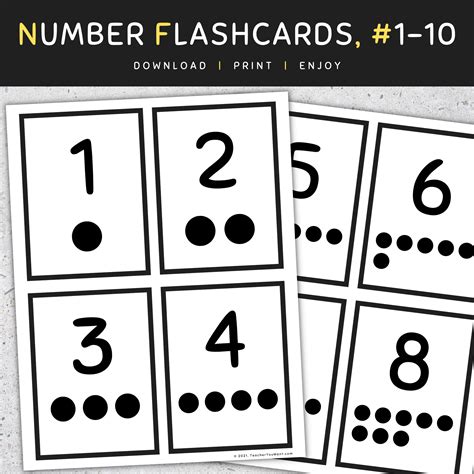 Number Flashcards with Counting Dots (Ten Frames), #1-10 - Made By Teachers