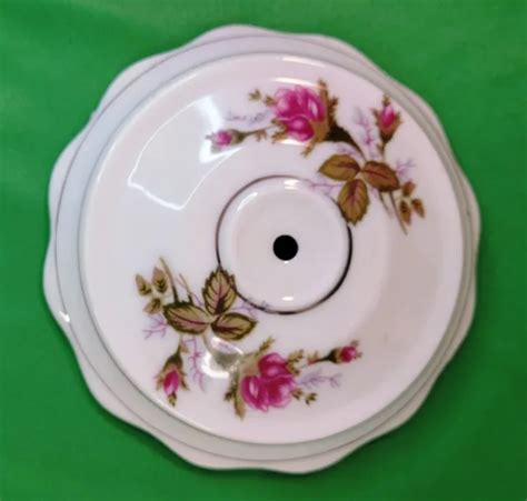 VINTAGE ART DECO Pink Roses Porcelain Ceiling Mount Light Fixture Box ...