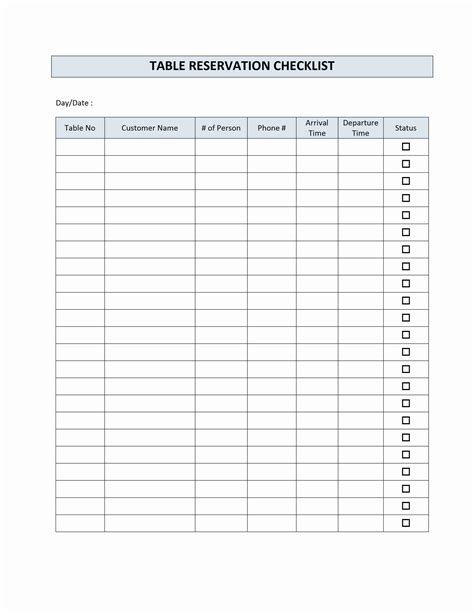 Restaurant Reservation Sheet | charlotte clergy coalition