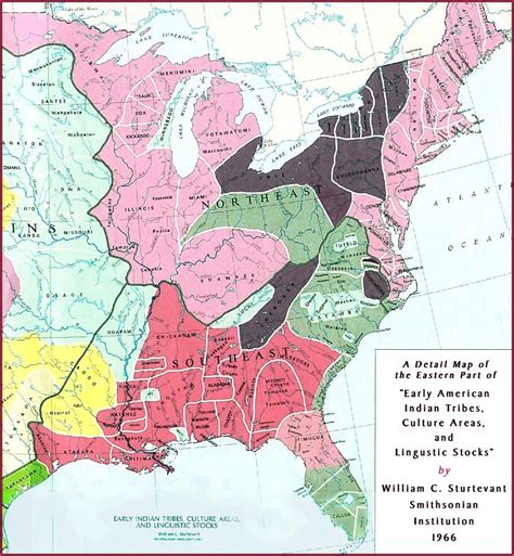 "A Detail Map of the Eastern Part of 'Early American Indian Tribes, Culture Areas, and Lingustic ...