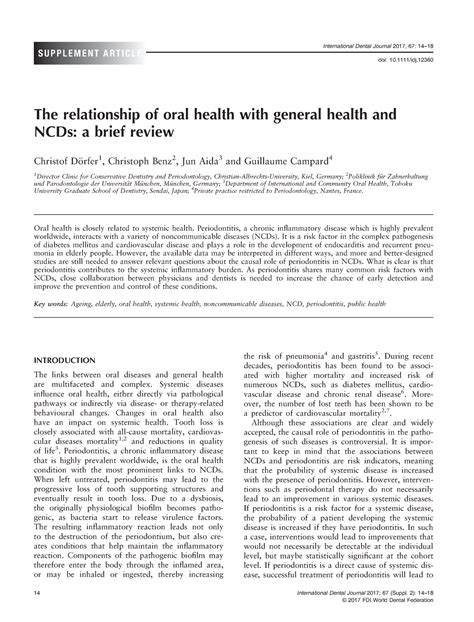 International Dental Journal - 2017 - D rfer - The relationship of oral ...