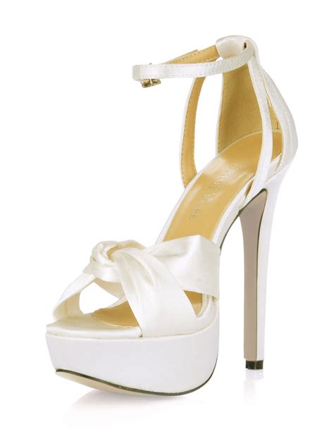 Ivory wedding Shoes Platform Open Toe Knotted Ankle Strap High Heel ...