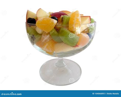 Fruit Salad Isolated on White Background Stock Image - Image of dessert, fruit: 104066893