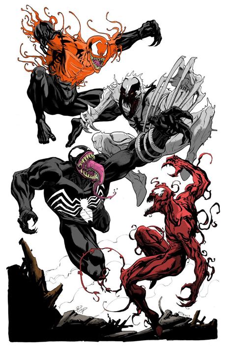 Toxin, Anti-Venom, Venom, and Carnage. Comic Book Villains, Comic Book Characters, Comic ...