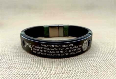 Black Military Memorial Bracelet Personalized Leather - Etsy