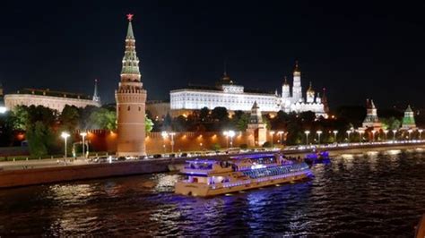 Night View Moscow Kremlin Moskva River Stock Footage Video (100% ...