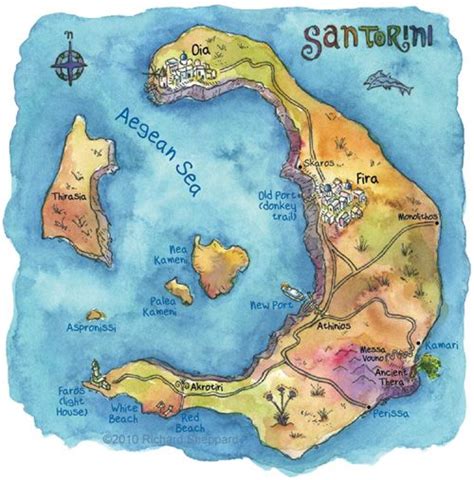 Map of Santorini | Santorini map, Santorini, Greece map