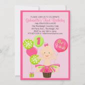 Bright Smash Cake Girl's First Birthday Invitation | Zazzle