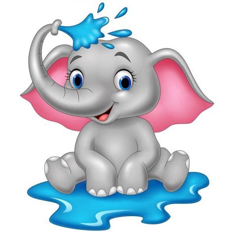 Dibujos animados divertidos elefante rociando con agua — Ilustración de stock Funny Elephant ...