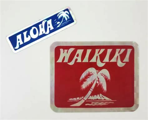 1970S WAIKIKI HAWAII Aloha Vtg Mini Car Laptop Stickers Bumper Auto Palm Tree $9.50 - PicClick