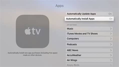 How to enable Automatic Downloads for Apple TV apps