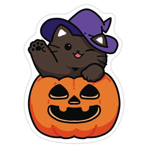 Cute Halloween Cat Die Cut Sticker | LookHUMAN