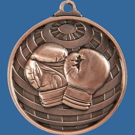 1073-32BRe Boxing Medal Bronze Global Series with engraving and ribbon