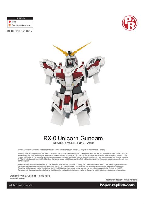 Geek's Republic: Unicorn Gundam by paper-replika [Part 3 Waist]