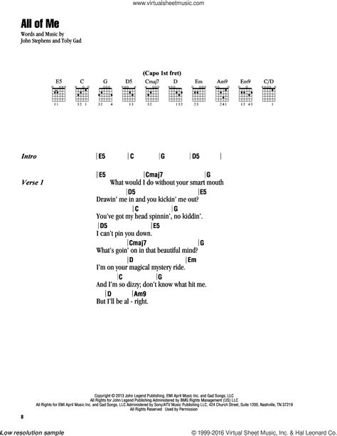 John Legend All Of Me Chords