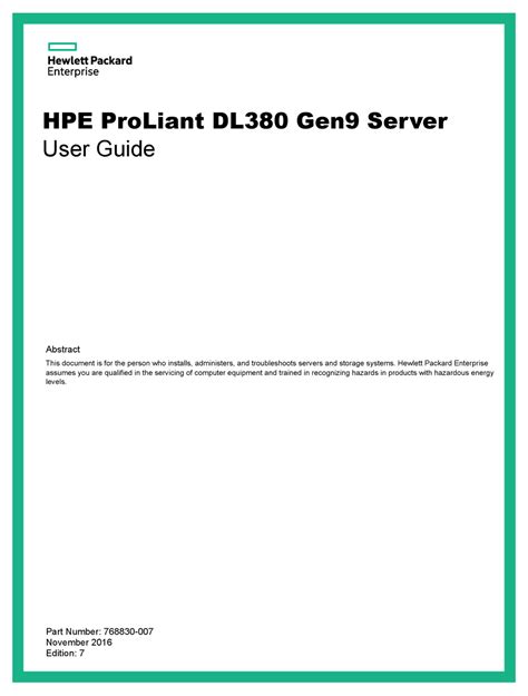 HP PROLIANT DL380 GEN9 USER MANUAL Pdf Download | ManualsLib