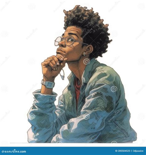 Black Young Man in Thinking and Doubts Illustration. Stock Illustration - Illustration of bright ...