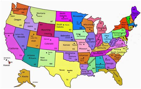 Usa Map With States And Capitals Printable