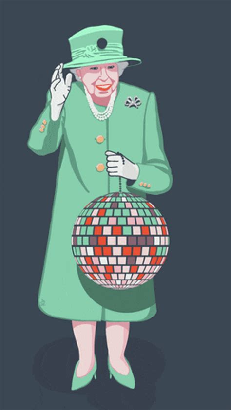 Queen Elizabeth Disco Ball Turn Around GIF | GIFDB.com