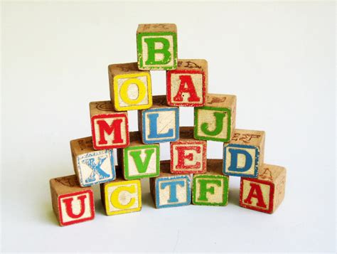 Wooden Toy Blocks Alphabet Blocks Alphabet Toys Wooden Kids Toddlers ...