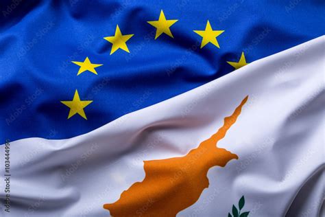 Flags of the Cyprus and the European Union. Cyprus Flag and EU Flag ...