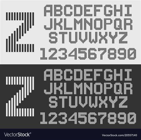 Zebra font with vertical stripes line alphabet Vector Image