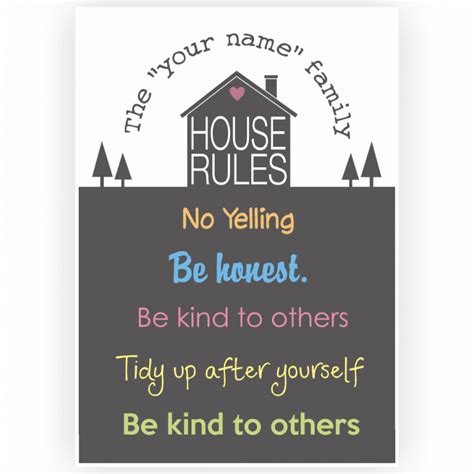 House Rules Poster with custom name and rules