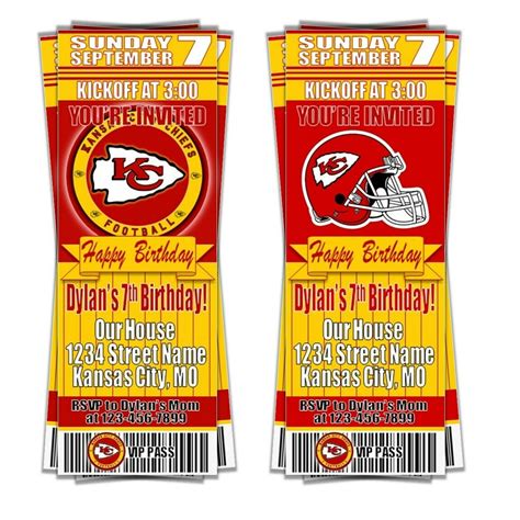 Kansas City Chiefs NFL Football Ticket Style Invitation