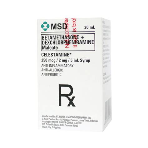 CELESTAMINE Betamethasone / Dexchlorpheniramine Maleate 250mcg / 2mg ...