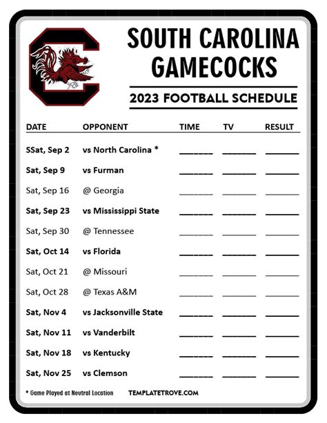 University Of South Carolina 2023 Football Schedule Schedule 2023 ...