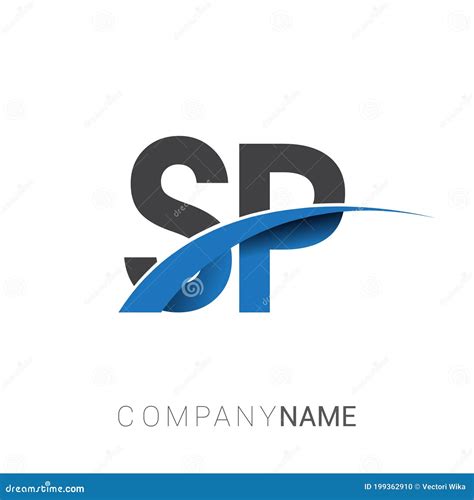 Initial Letter SP Logotype Company Name Colored Blue and Grey Swoosh ...