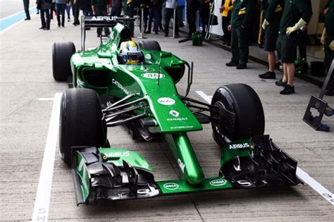 Caterham's CT05 2014 Formula 1 car makes belated track debut