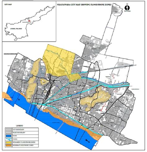 Map showing waterbodies and flood prone zones in Vijayawada city.... | Download Scientific Diagram